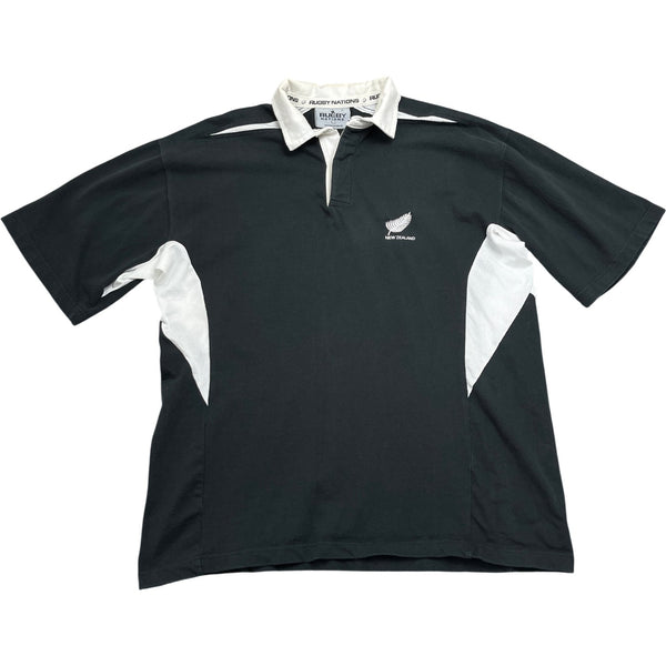 Vintage Black Rugby Polo Shirt New Zealand (XL)