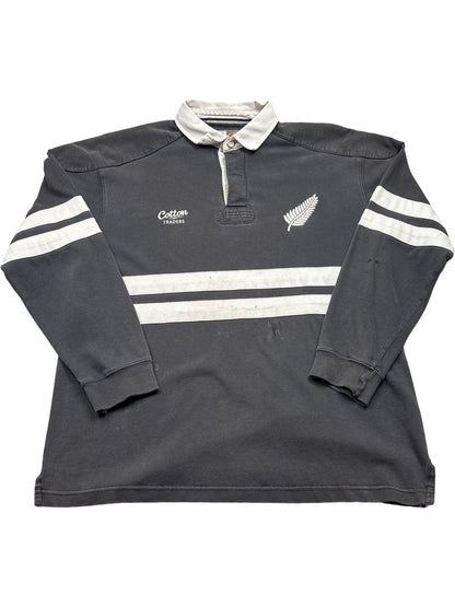 Vintage Black Cotton Traders Rugby Shirt New Zealand (L)