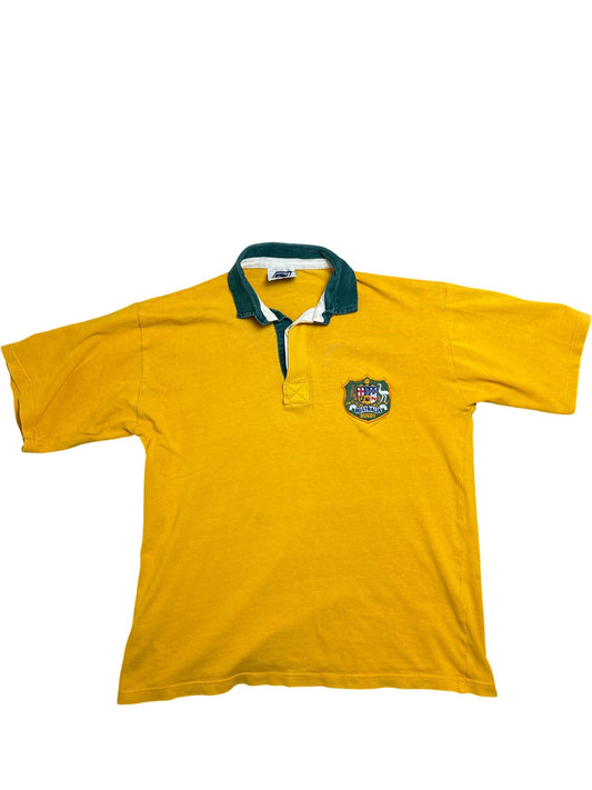 Vintage Yellow Rugby Australia Polo Shirt (M)