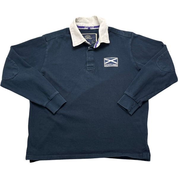 Vintage Navy Rugby Shirt Scotland Flag (L)