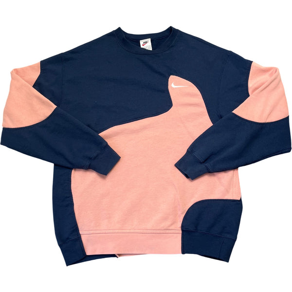Vintage Navy and Pink Nike Crewneck Sweatshirt 90s (XL)