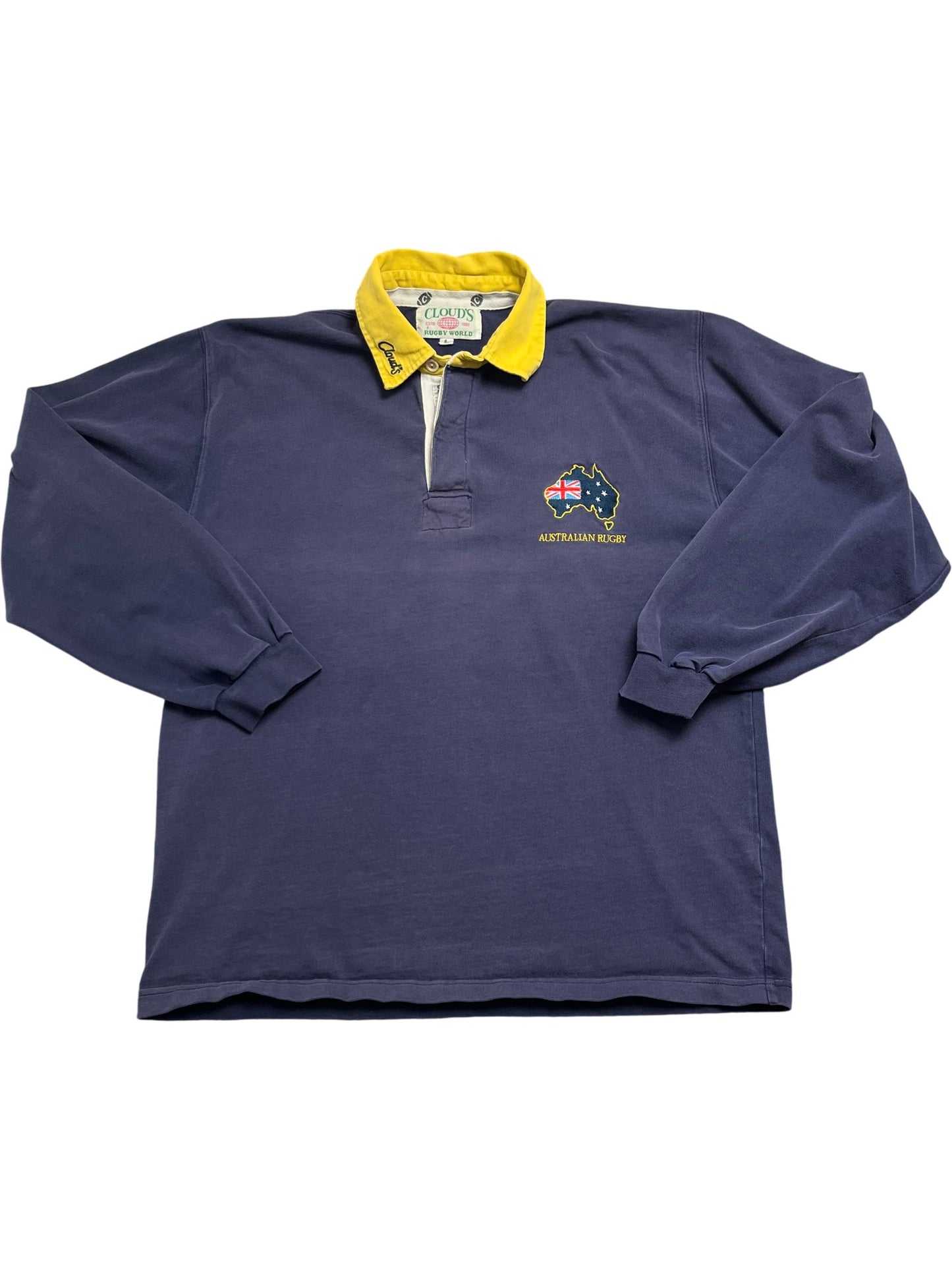 Vintage Blue Clouds Rugby Shirt Australian Rugby (L)
