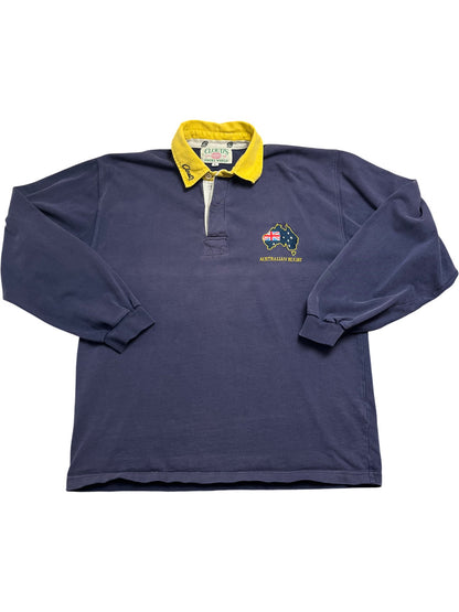 Vintage Blue Clouds Rugby Shirt Australian Rugby (L)