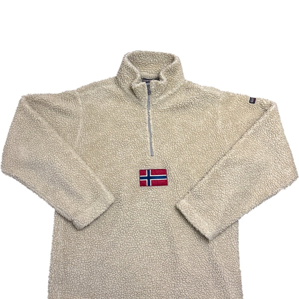 Vintage Beige Napapijri Fleece Jacket Flag 90s (S)