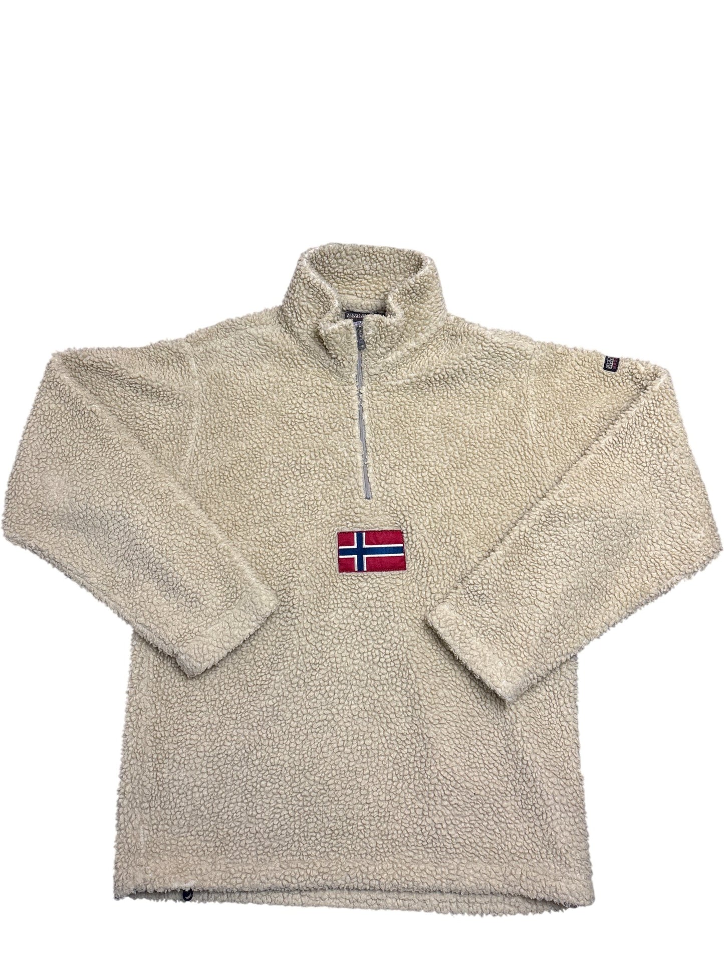 Vintage Beige Napapijri Fleece Jacket Flag 90s (S)