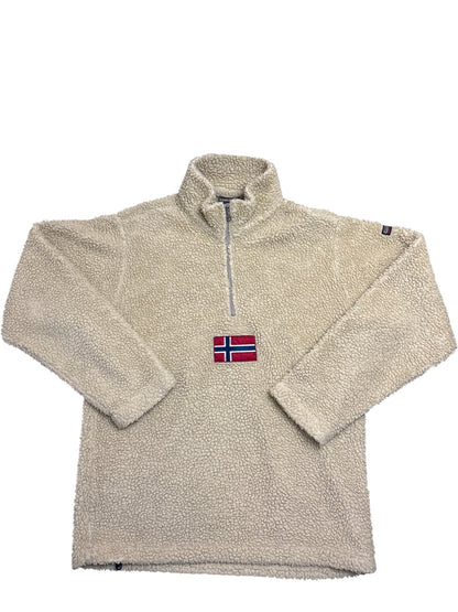 Vintage Beige Napapijri Fleece Jacket Flag 90s (S)
