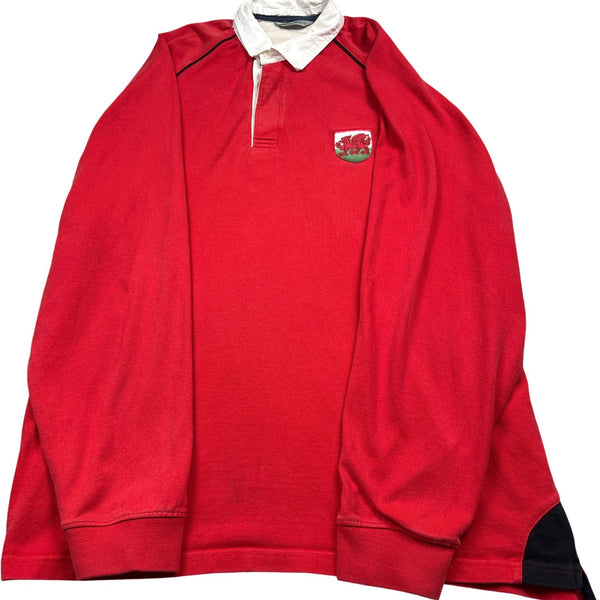 Vintage Red Rugby Shirt Wales Embroidered (XL)
