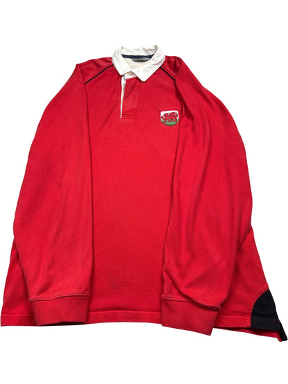 Vintage Red Rugby Shirt Wales Embroidered (XL)