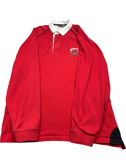 Vintage Red Rugby Shirt Wales Embroidered (XL)