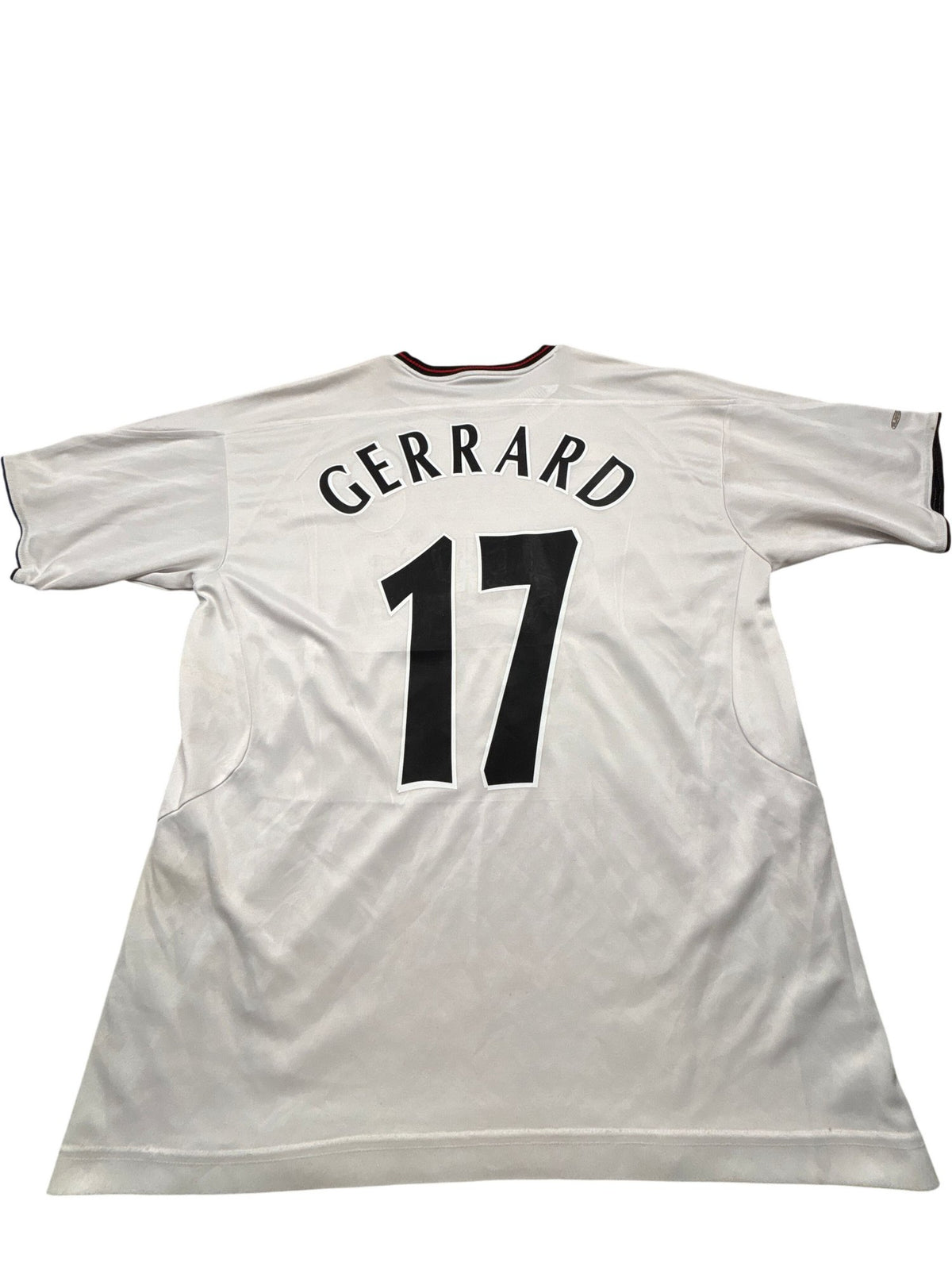 Vintage White Liverpool Football Jersey Gerrard 2000s (XL)