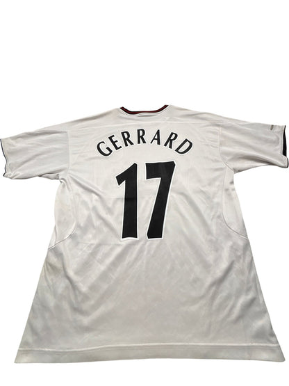 Vintage White Liverpool Football Jersey Gerrard 2000s (XL)