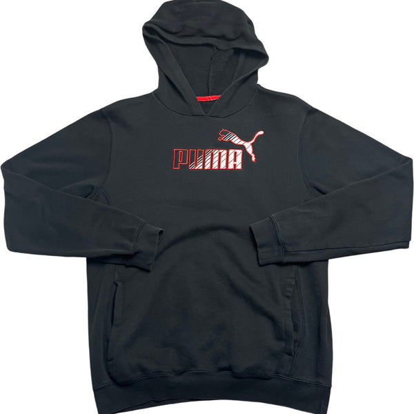 Vintage Black Puma Hoodie Y2K (M)