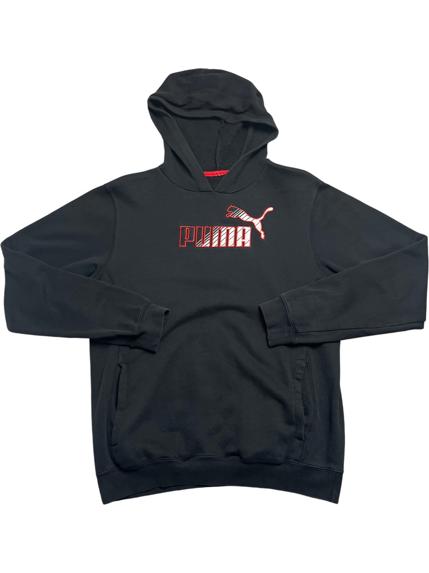 Vintage Black Puma Hoodie Y2K (M)