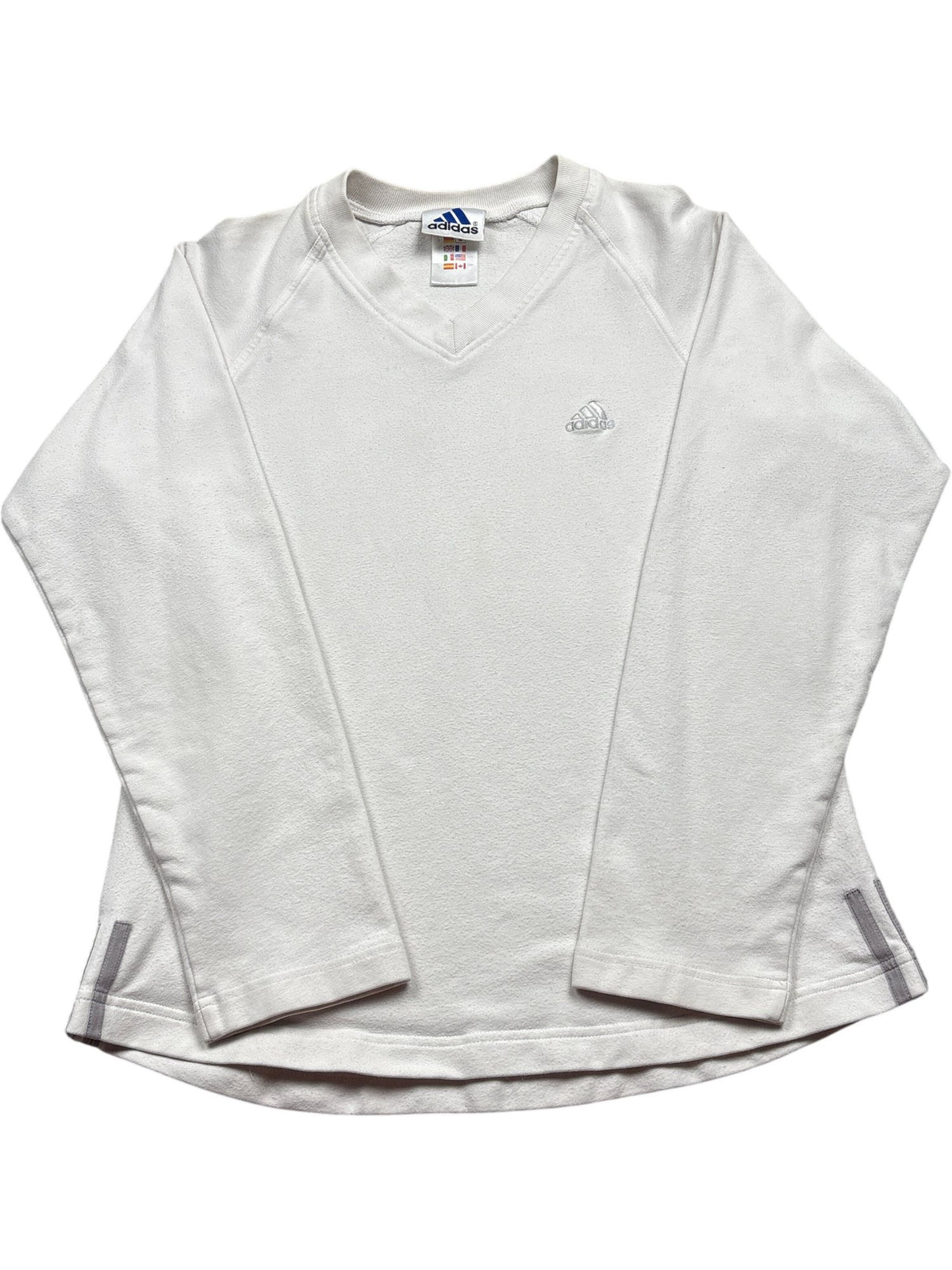 Vintage White Adidas Crewneck Sweater 90s (S)