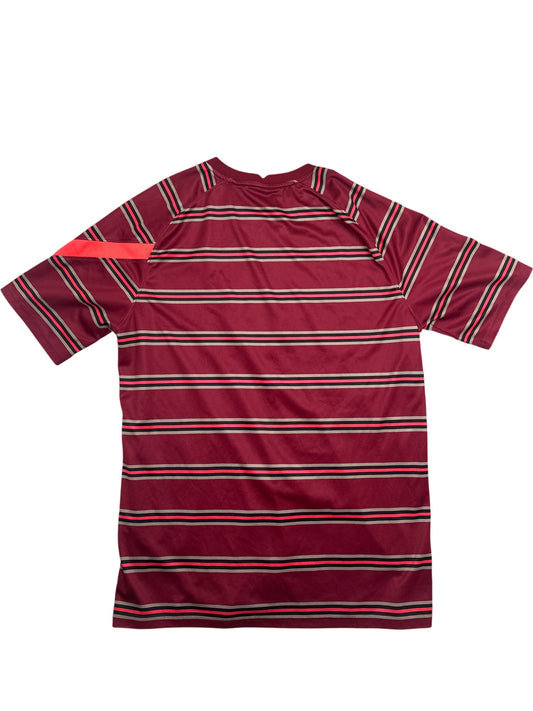 Vintage Red Nike Liverpool FC Striped Jersey (L)