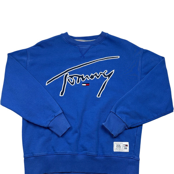 Vintage Blue Tommy Hilfiger Sweatshirt 90s (S)