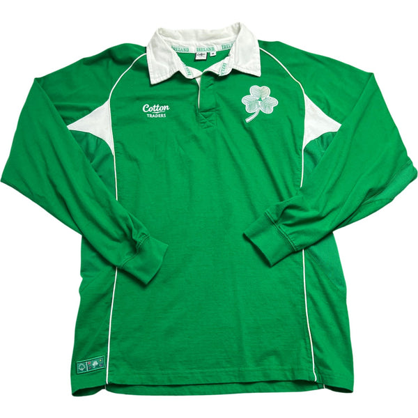 Vintage Green Cotton Traders Ireland Rugby Shirt (M)