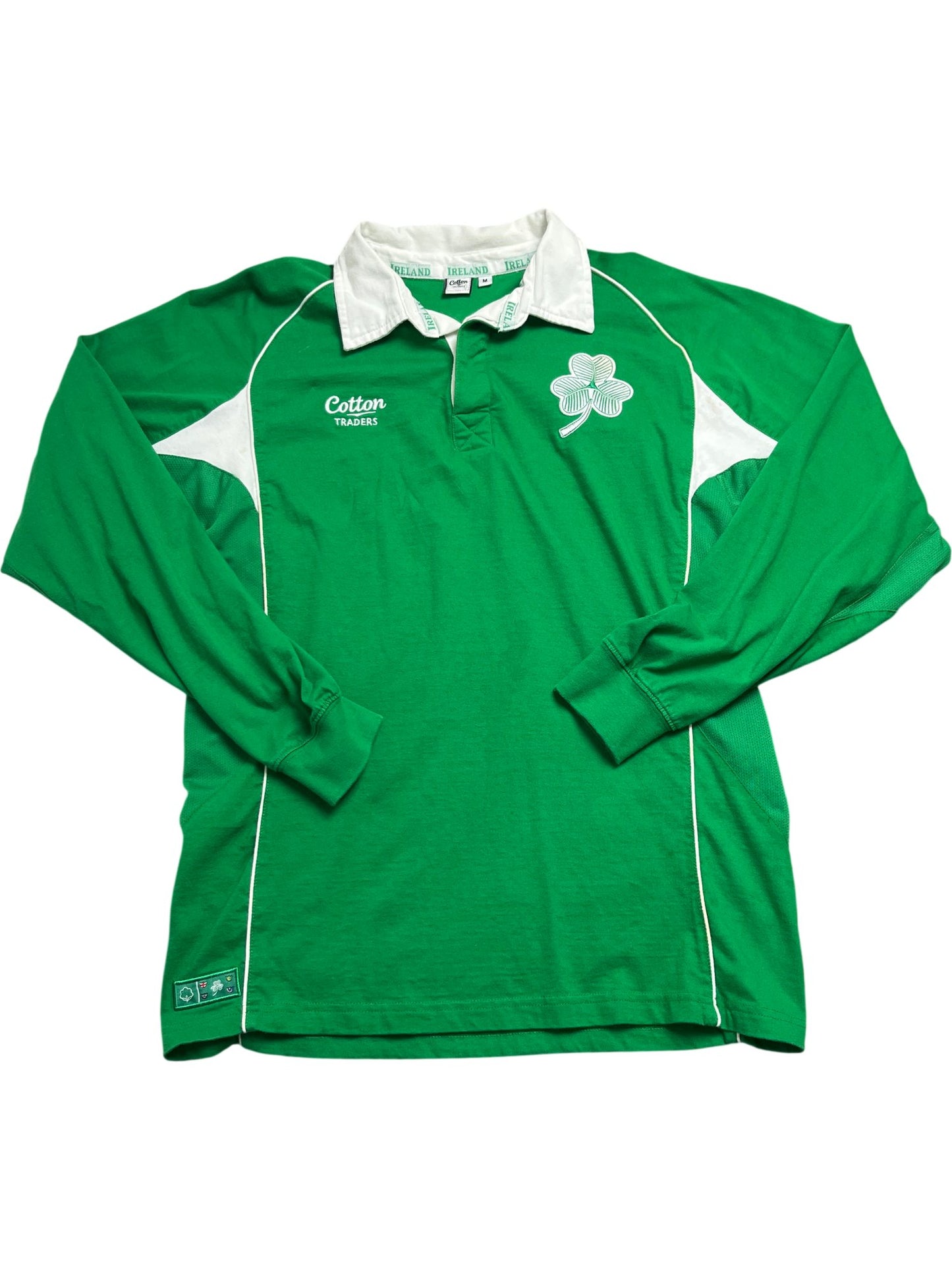 Vintage Green Cotton Traders Ireland Rugby Shirt (M)