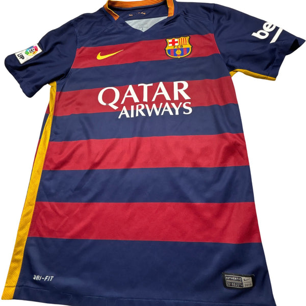 Vintage Blue Nike Barcelona Football Jersey Messi 2015 (S)