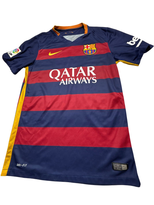 Vintage Blue Nike Barcelona Football Jersey Messi 2015 (S)