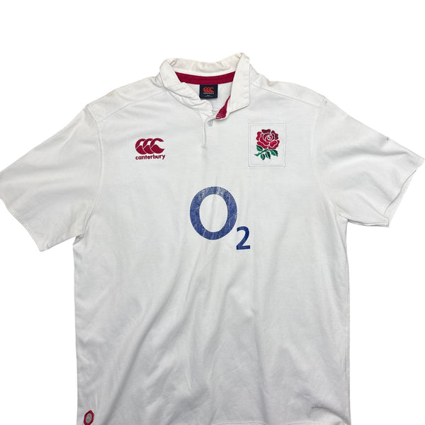 Vintage White Canterbury Rugby Shirt England O2 Logo (XXL)