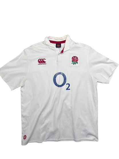 Vintage White Canterbury Rugby Shirt England O2 Logo (XXL)