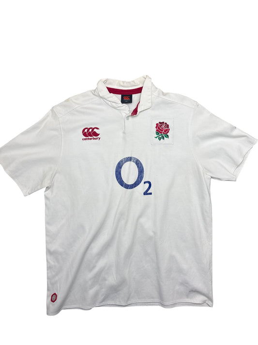 Vintage White Canterbury Rugby Shirt England O2 Logo (XXL)