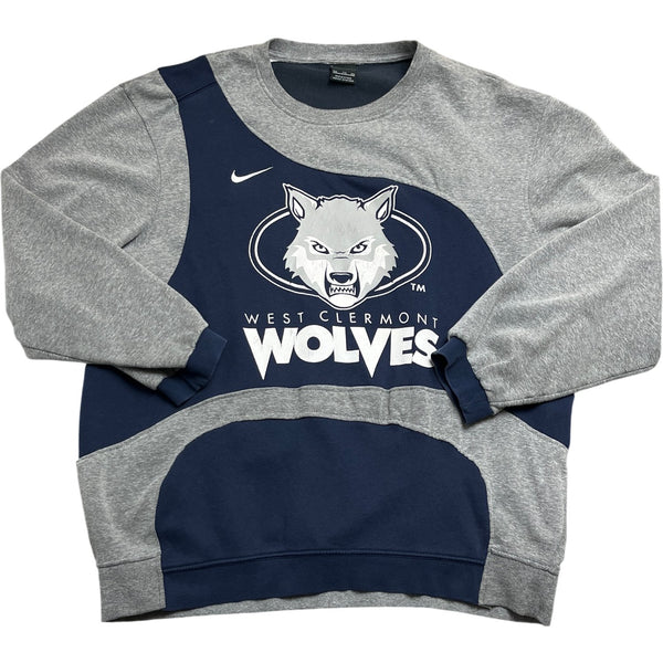 Vintage Grey Nike Crewneck Sweatshirt West Clermont Wolves (XL)