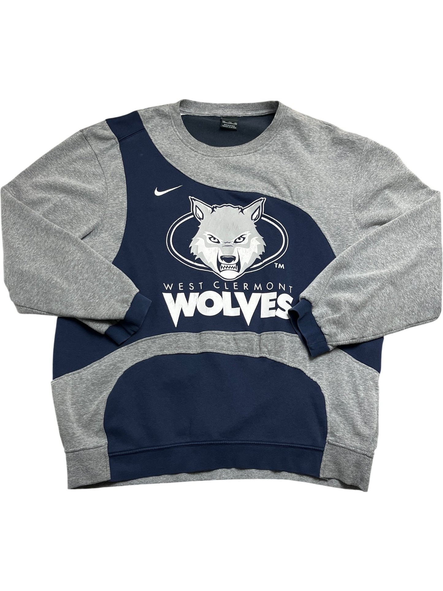 Vintage Grey Nike Crewneck Sweatshirt West Clermont Wolves (XL)