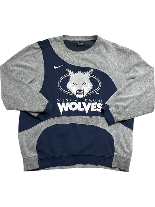 Vintage Grey Nike Crewneck Sweatshirt West Clermont Wolves (XL)