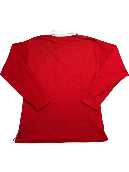 Vintage Red Rugby Shirt Long Sleeve 90s (L)