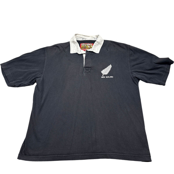 Vintage Black Rugby Shirt New Zealand All Blacks (L)