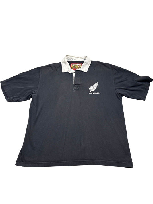 Vintage Black Rugby Shirt New Zealand All Blacks (L)